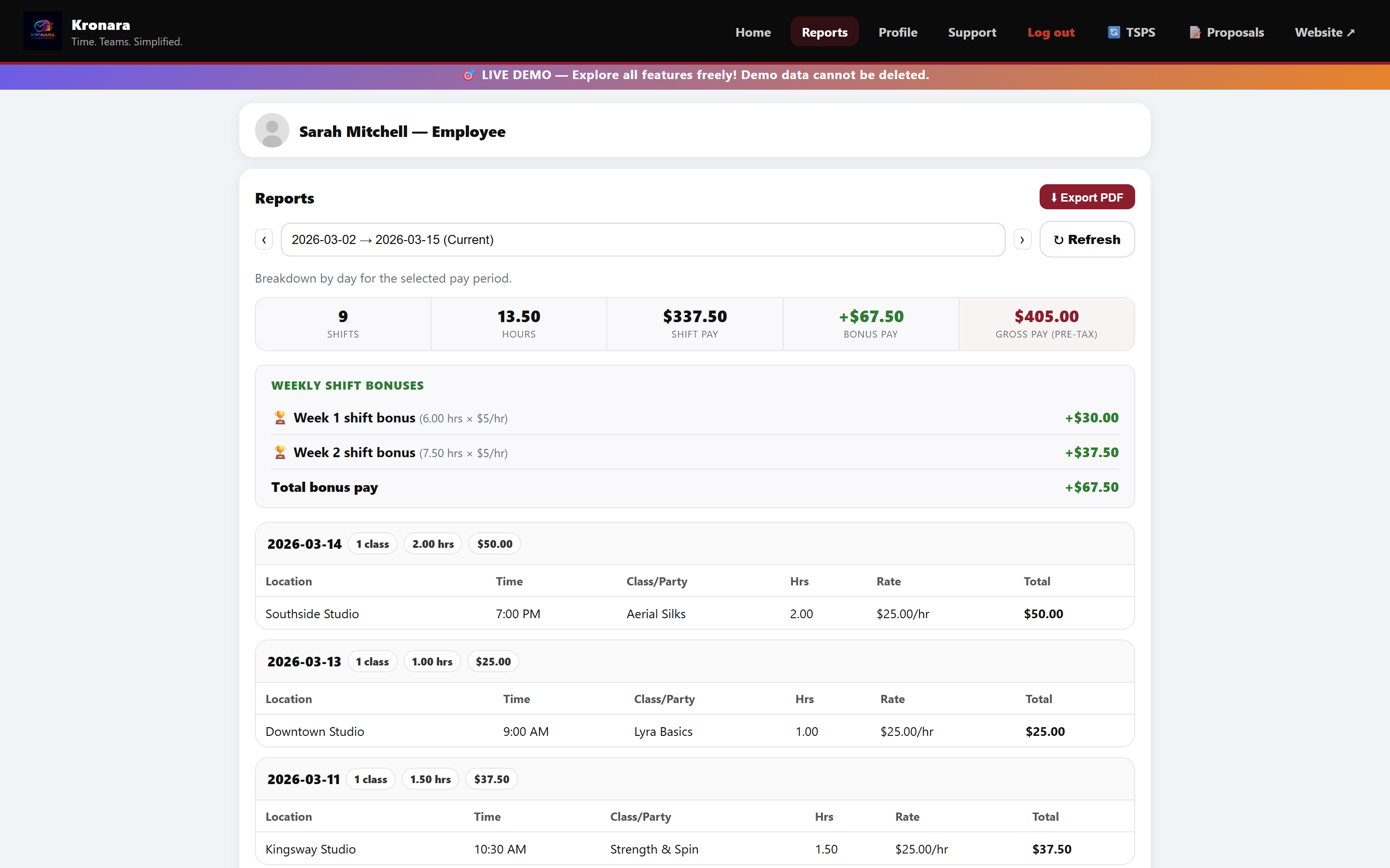 Reports & Pay Breakdown